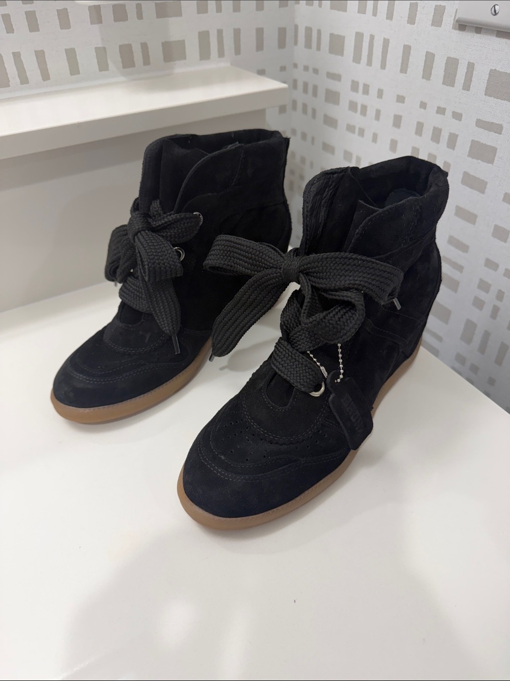 Bronx Jae-yy suede wedge black sneakers NWOB Sz 40/US 19